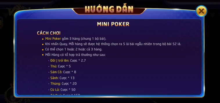 Table Game Mini Poker Tại VaoBet Trải Nghiệm Đỉnh Cao Cho Các Cao Thủ