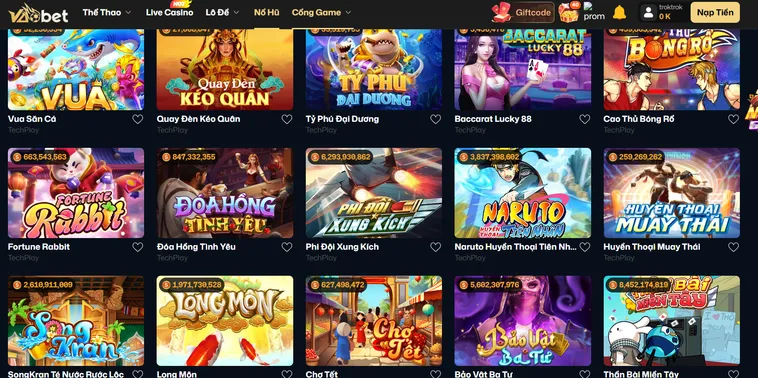 Kho Trò Chơi Khổng Lồ Tại Sảnh Nổ Hũ VaoBet Đẳng Cấp Săn Thưởng Jackpot Khổng Lồ Mỗi Ngày